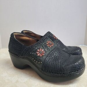 Ariat Black and Red Floral Mules